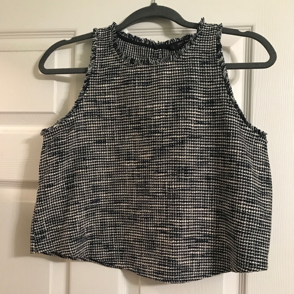 Zara Cropped Navy Textured Too